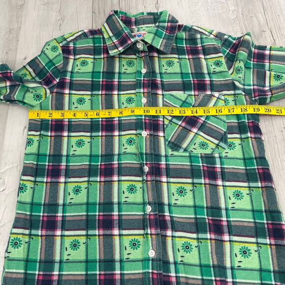 American Sweetheart Flannel Soft Fall Plaid Floral Long Sleeve Button Down Shirt - Picture 6 of 9